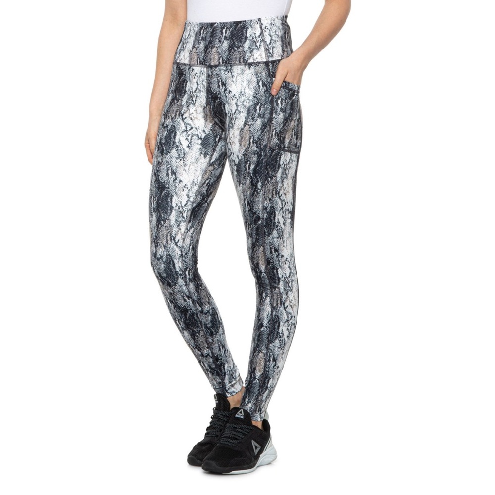 MONDETTA Gray Snake Skin Print High Waist Yoga Pants Size Small Workout